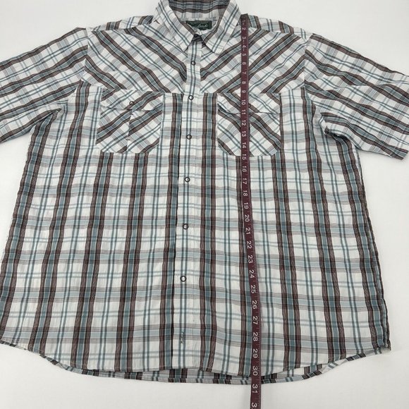 Woolrich Shirt Mens XL‎ Multicolor Plaid Short Sleeve Snap Button Down Seasalt - Picture 6 of 9